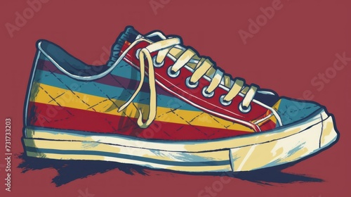sneakers, with colorful flag patterns