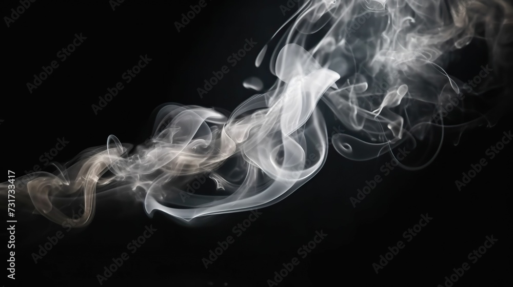 Ai generated illustration of smoke creating beautiful curves on a black background