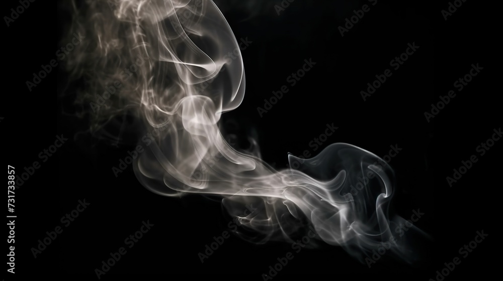 Ai generated illustration of smoke creating beautiful curves on a black background Ai generated illustration of smoke creating beautiful curves on a black background