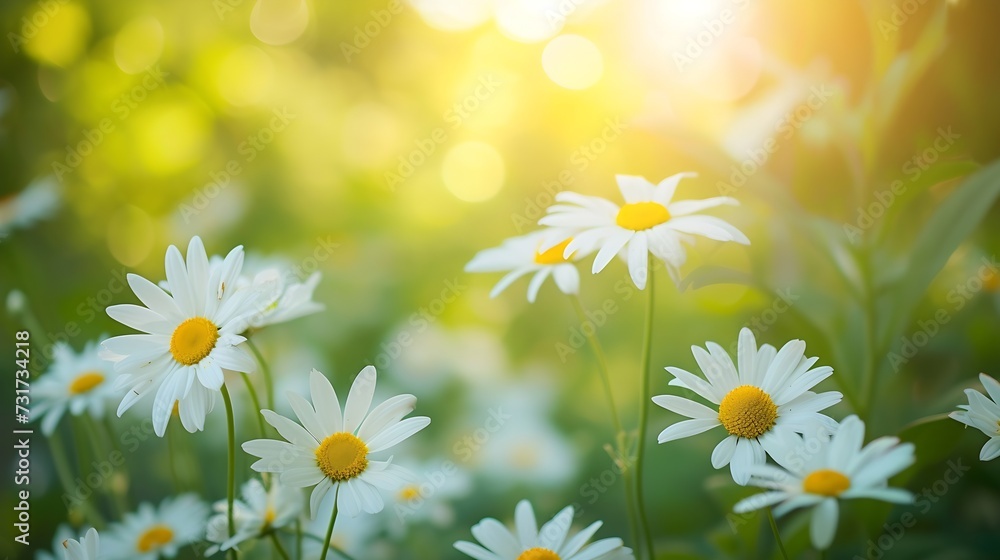 Summer or spring beautiful garden with daisy flowers : Generative AI