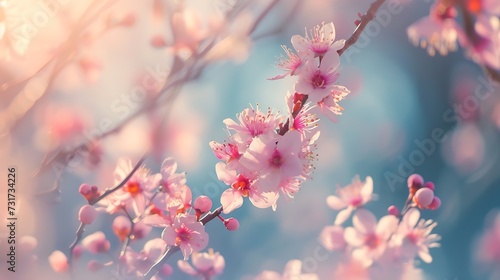 Blossom tree over nature background/ Spring flowers/Spring Background : Generative AI
