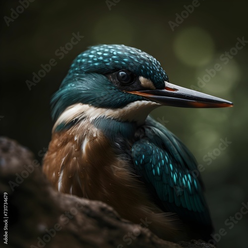 AI generated kingfisher looking side © Wirestock