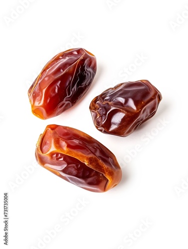 Dried dates fruits isolated on white background. : Generative AI