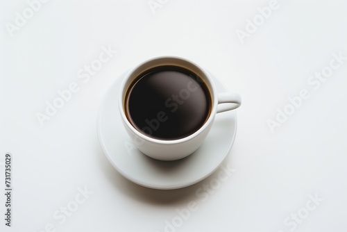 cup of freshly brewed coffee, slow living, enjoying the little things, delicious flavor and taste, white background : Generative AI