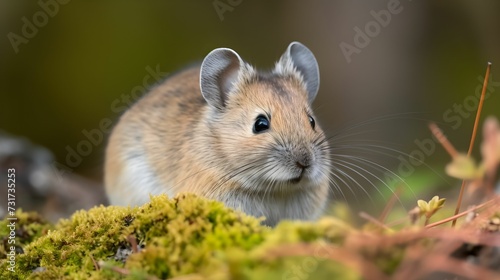 AI-generated illustration of An adorable mouse perched atop a bed of lush green grass.
