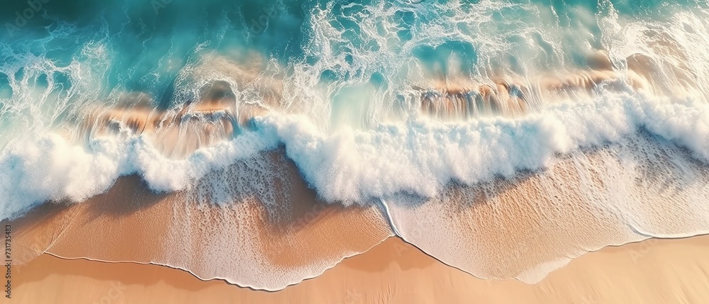 AI generated illustration of an idyllic beach setting of golden sand dunes