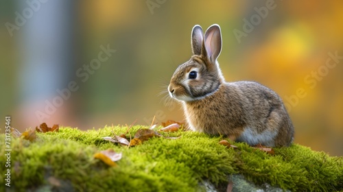 AI-generated illustration of an adorable brown rabbit resting peacefully on the grass