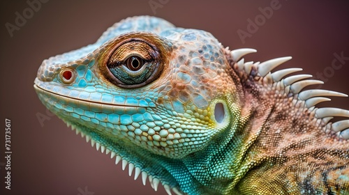 AI generated illustration of a vibrant green Chameleon (Chamaeleonidae) photo