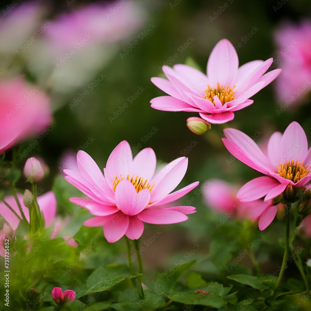 Obraz premium AI generated illustration of vibrant wildflowers growing in a green garden