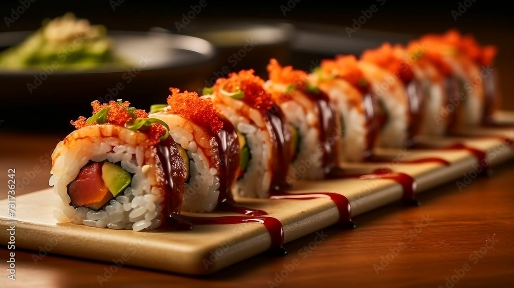 AI generated image of delicious Tuna sushi rolls AI generated image of delicious Tuna sushi rolls
