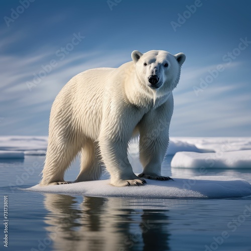 AI generated polar bear standing in beach © Wirestock