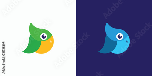 Vector logo design illustration of the initial letter P shape of a parrot in a fun and friendly style.