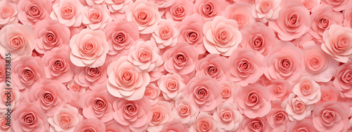 Texture background of pink roses paper cut.