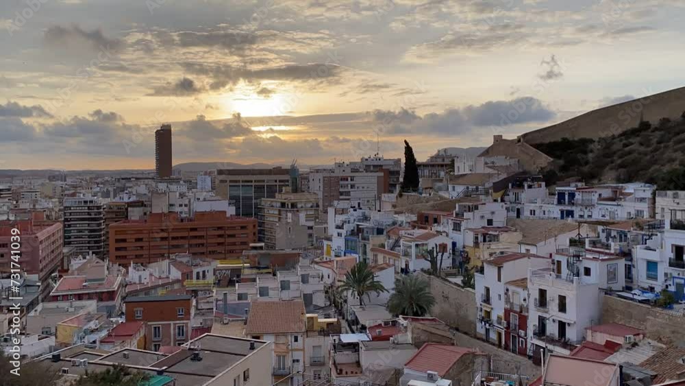 Timelapse aerial video of the beautiful residential buildings from dusk till dawn, Spain, Alicante Timelapse aerial video of the beautiful residential buildings from dusk till dawn, Spain, Alicante