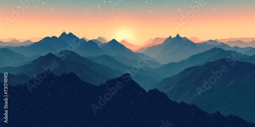 simple minimalist pixels and dots contrast of mountain landscape