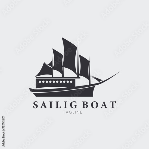 sailing ship logo vector illustration design