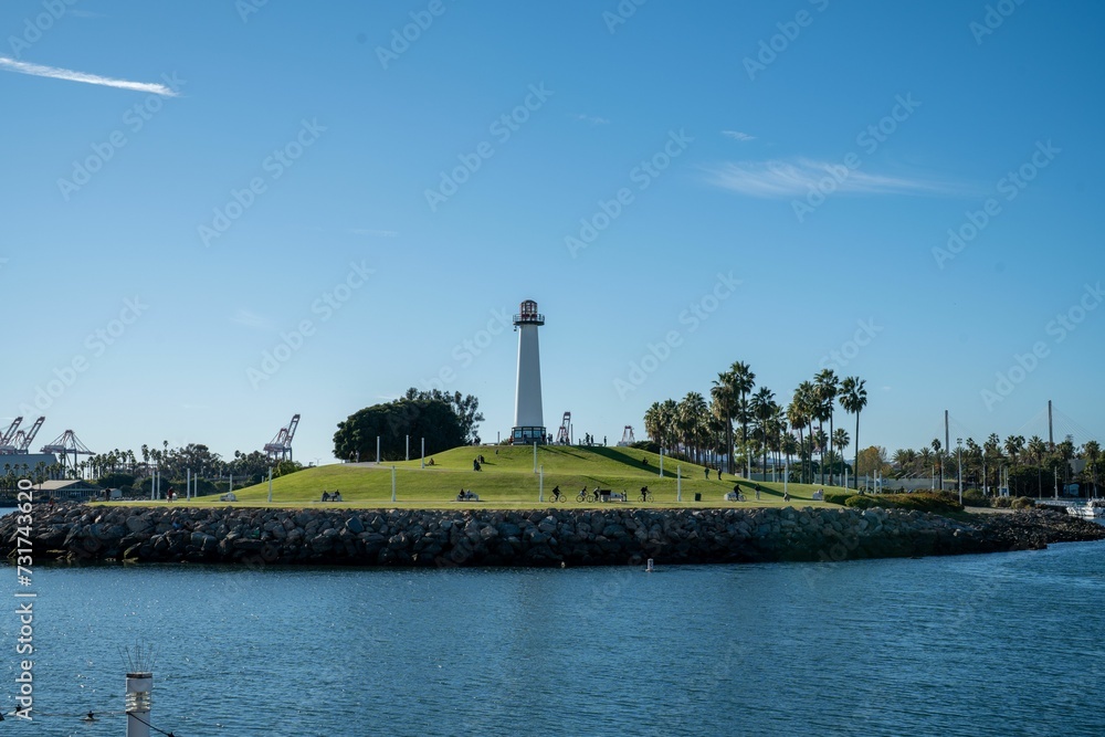 Scenic view of Lions Lighthouse in Long Beach, California.