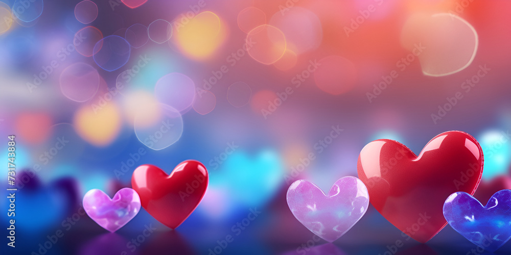 Valentine day lot of hearts lights colorful love background