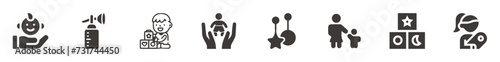 child development and childcare related editable vector icons set