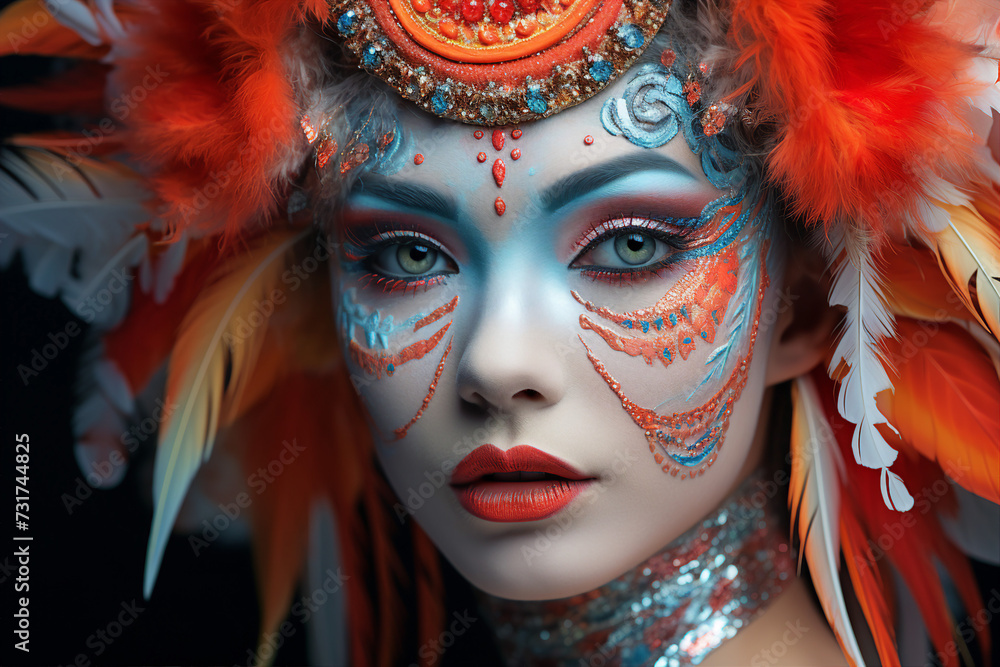 Generative AI close up photo picture of lovely attractive girl nice beautiful makeup professional visage