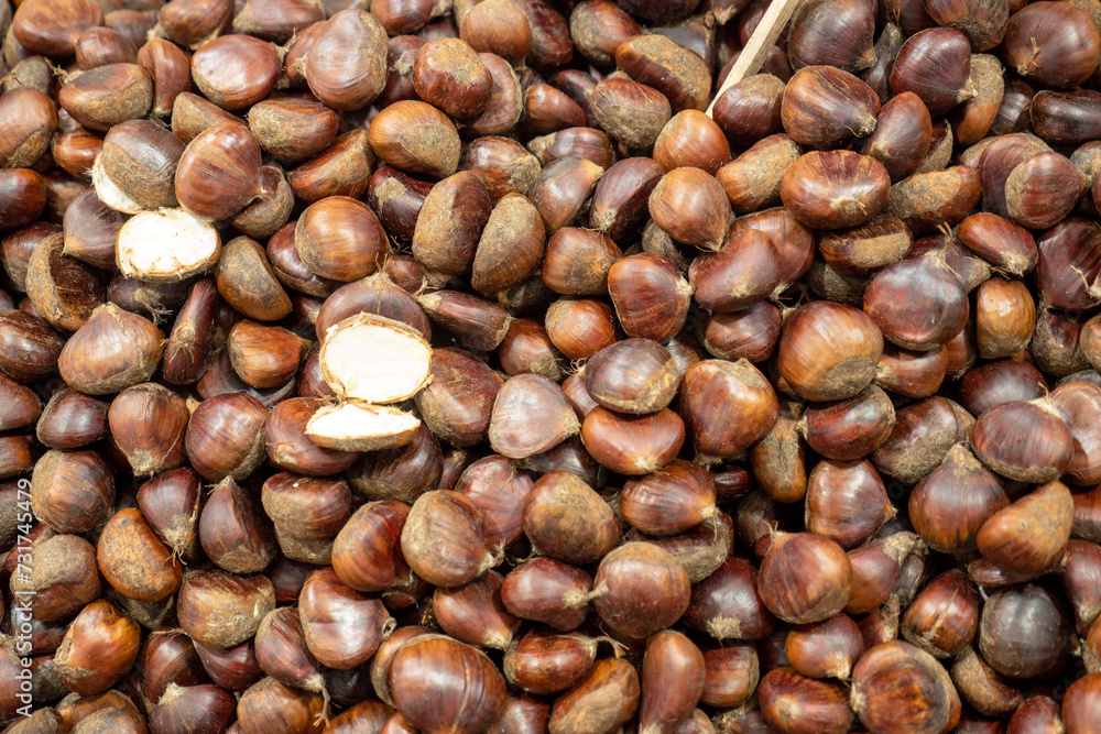 chestnuts cooked on the stove and eaten, fresh raw chestnuts from the forest, the fruit of the chestnut tree, chestnuts cooked on the stove and eaten, fresh raw chestnuts from the forest, the fruit of the chestnut tree,