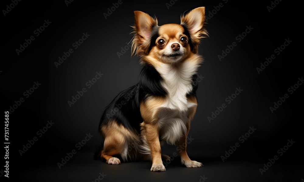AI generated illustration of a Chihuahua on a dark background AI generated illustration of a Chihuahua on a dark background