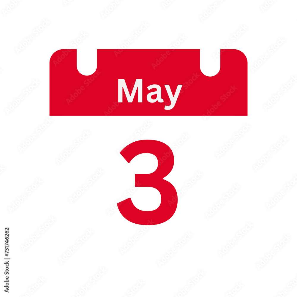 May 3 Calendar Day or Calendar Date for Deadlines / Appointment On a clear transparent background May 3 Calendar Day or Calendar Date for Deadlines / Appointment On a clear transparent background
