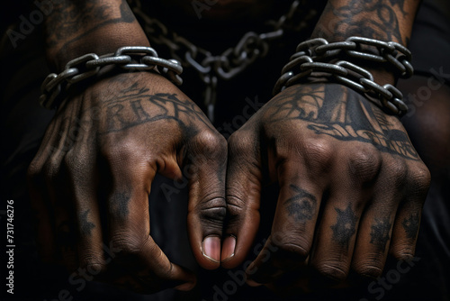 Generative AI picture restricted freedom concept prisoner in jail orange uniform criminal person © Tetiana
