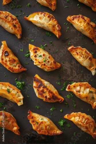 A plate of dumplings filled with different shapes and quantities of stuffed dumplings.