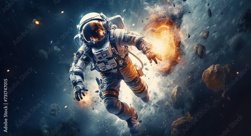 Fototapeta premium an astronaut explores a planet