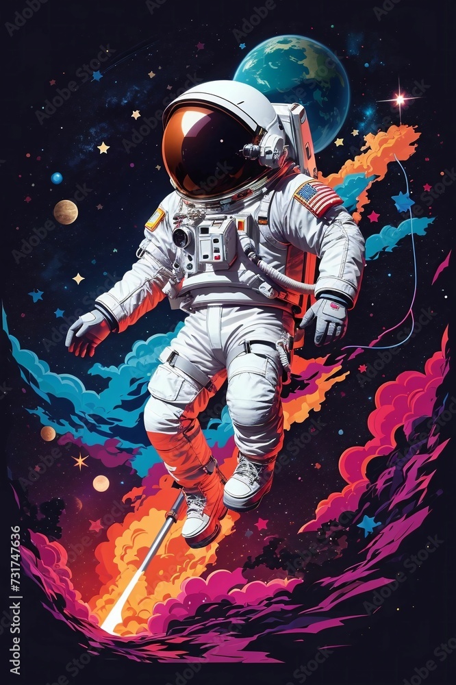 Naklejka premium AI generated illustration of A male astronaut in a full-body space suit