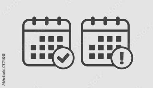 Icon calendar - popup message check and error