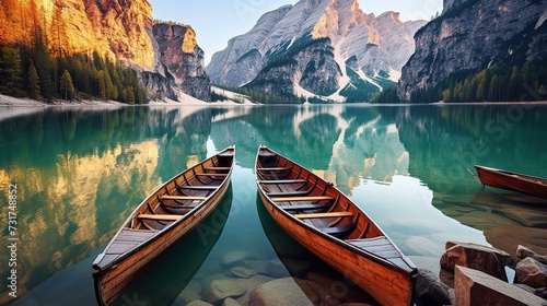Morning Tranquility by the Alpine Lake photo