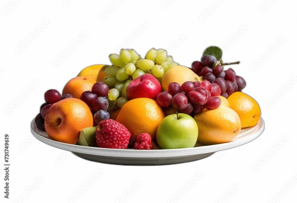 AI generated illustration of A vibrant selection of various fruits and berries on a white background