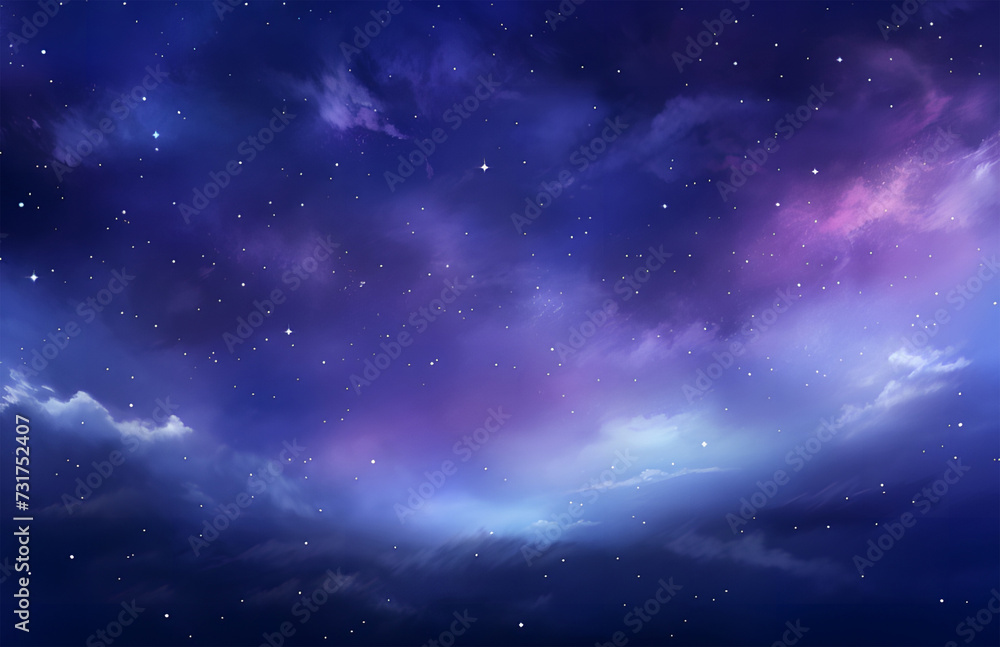 deep purple and blue stars, galaxy and space wallpaper ai generative