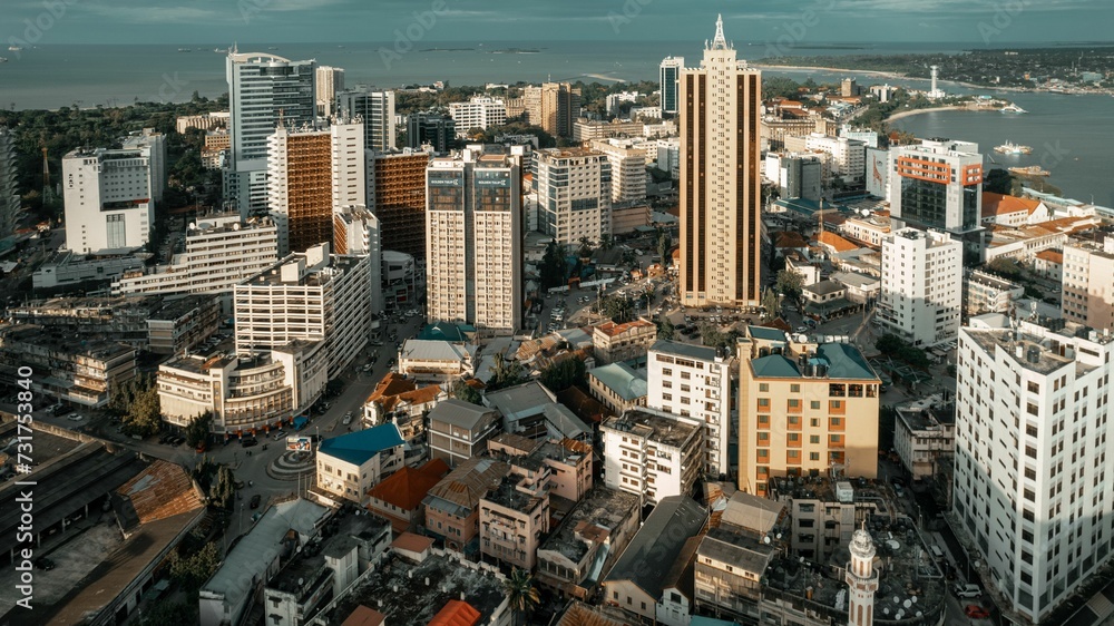 Obraz premium View of Dar es Salaam, Tanzania, showing a vibrant cityscape with tall buildings