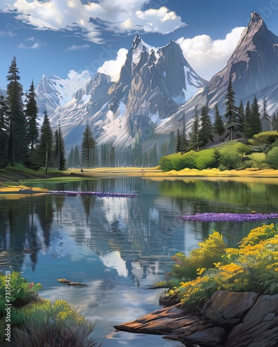 Expressive digital painting  ideal for decoration which  creates a serene atmosphere  charms and inspires.