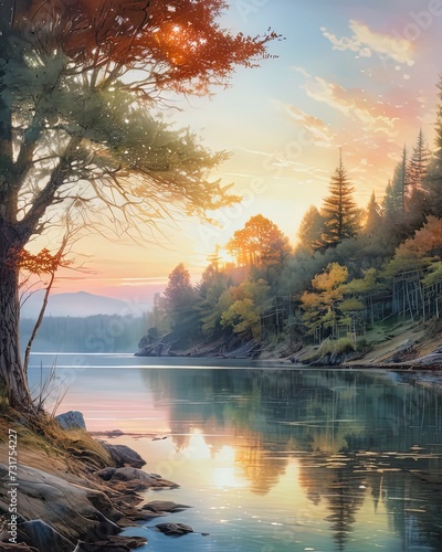 Expressive digital painting, ideal for decoration which creates a serene atmosphere, charms and inspires.