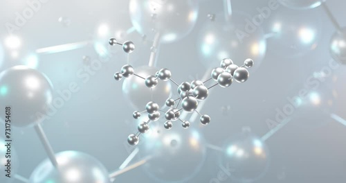 Zidovudine rotating 3d molecule, molecular structure of azidothymidine, seamless video photo