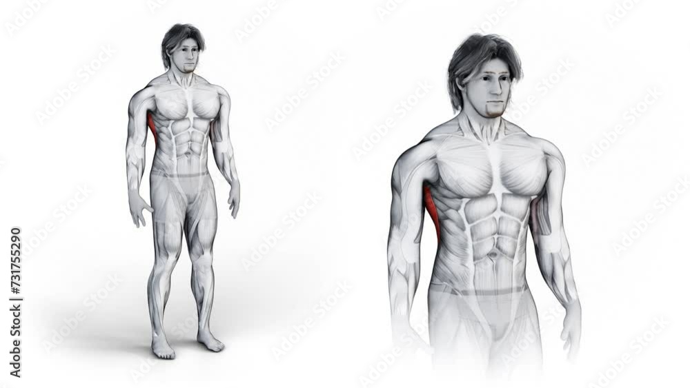 3d rendered animation of a warm-up exercise for External Abdominal Oblique 3d rendered animation of a warm-up exercise for External Abdominal Oblique