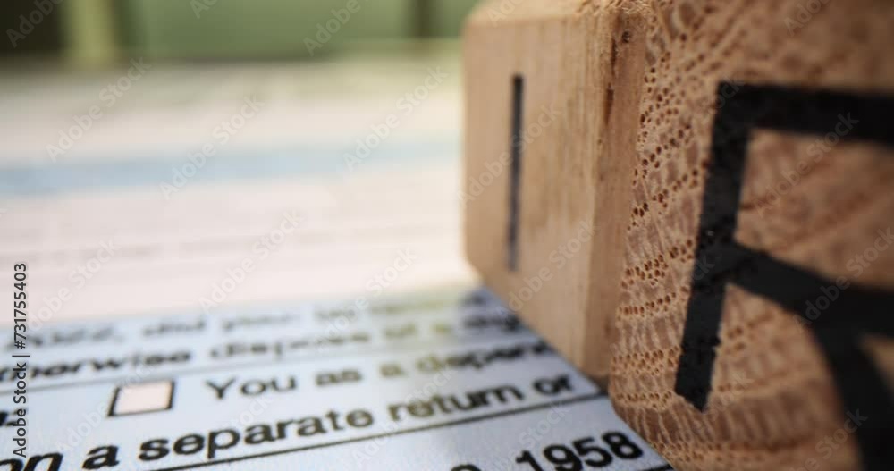 Table decorated with wooden cubes neatly arranged in line Table decorated with wooden cubes neatly arranged in line