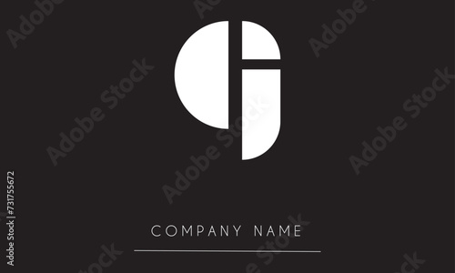 GJ or JG Minimal Logo design Vector Art Illustration 