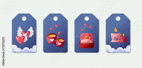 valentine blue sky tag illustration set