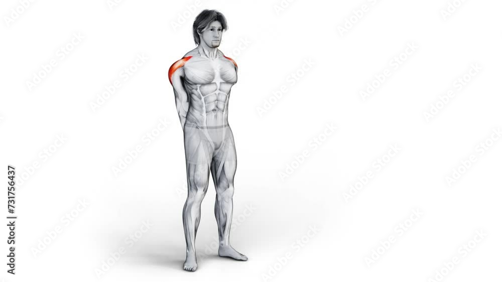 3d illustration of a character stretching front neck and body down
