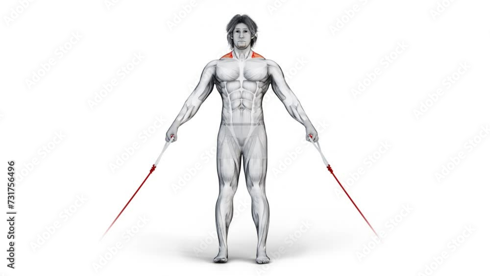 3D animation of a character exercising double sided raising cable for shoulders workout 3D animation of a character exercising double sided raising cable for shoulders workout