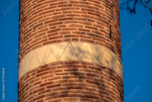 Architectural examples of Ottoman period Turkish Islamic mosque minaret: Haci Bayram Veli Mosque minaret, photo