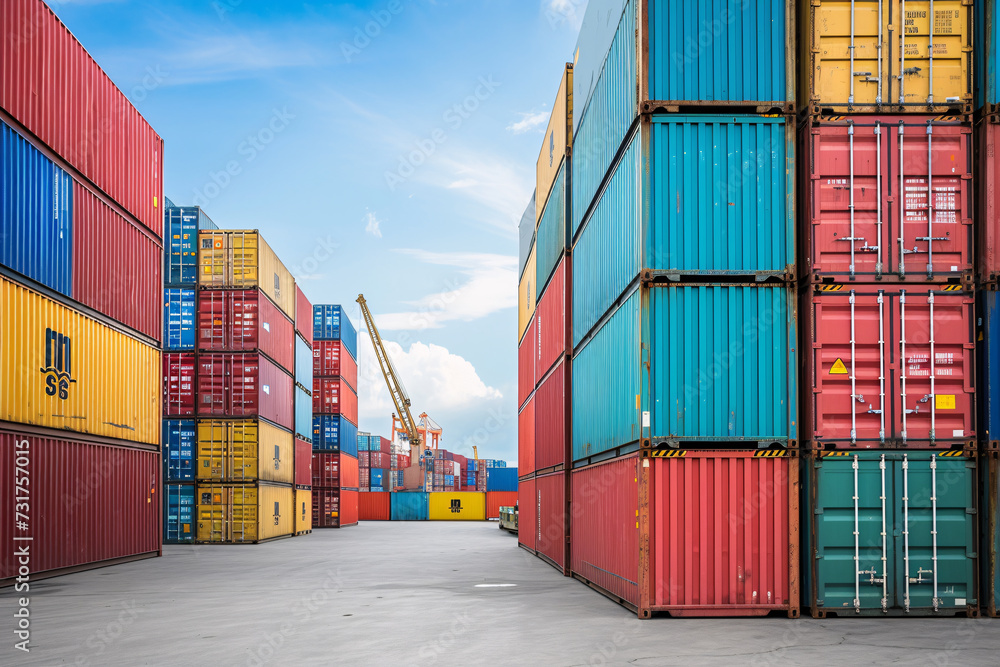 Fototapeta premium Port full of containers ready to be transported all over the world.