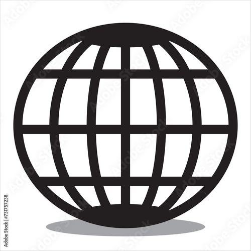 World icon flat. Globe icon illustration. Black isolated flat globe icons set on white background.