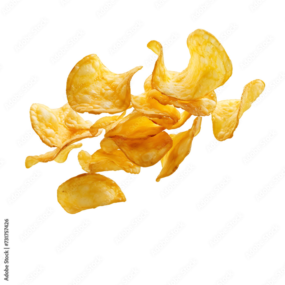 Fototapeta premium Natural potato chips isolated on transparent background