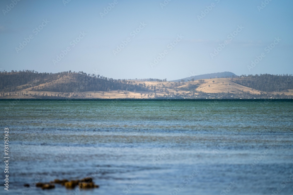 tasmanian beach island landscape across the ocean
